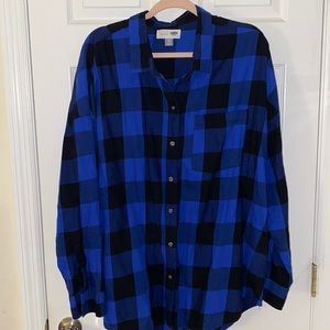 Blue and Black Old Navy Boyfriend Flannel